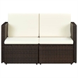 Bowery Hill 2-Seater PE Rattan & Steel & Foam & Polyester Sofa in Brown & Cream
