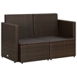 Bowery Hill 2-Seater PE Rattan & Steel & Foam & Polyester Sofa in Brown & Cream
