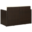 Bowery Hill 2-Seater PE Rattan & Steel & Foam & Polyester Sofa in Brown & Cream