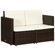 Bowery Hill 2-Seater PE Rattan & Steel & Foam & Polyester Sofa in Brown & Cream