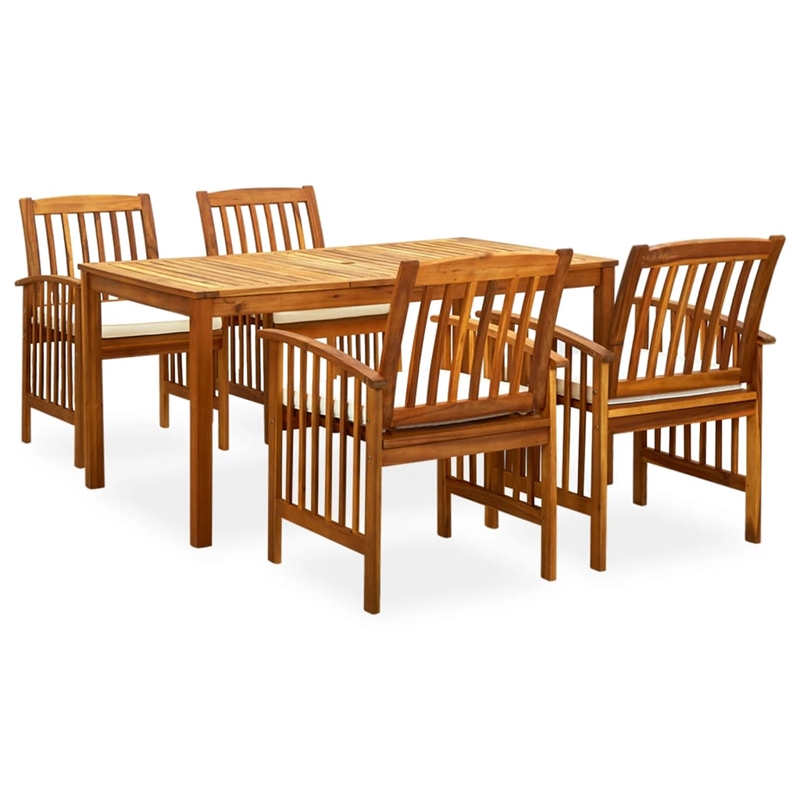 Bowery Hill Contemporary Garden Dining Set Cream White/Wooden