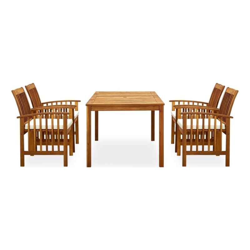 Bowery Hill Contemporary Garden Dining Set Cream White/Wooden