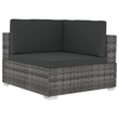 Bowery Hill Medium PE Rattan Patio Sofa With Dark Gray Cushions in Gray