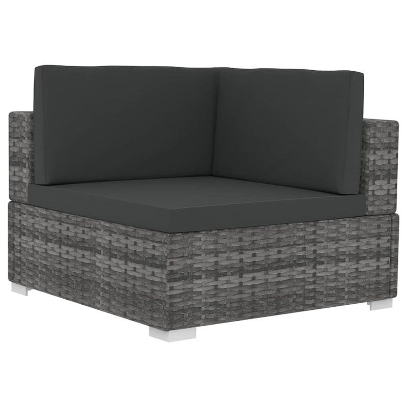 Bowery Hill Medium PE Rattan Patio Sofa With Dark Gray Cushions in Gray