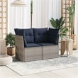 Bowery Hill Contemporary Weather-Resistant Poly Rattan Garden Sofa in Gray