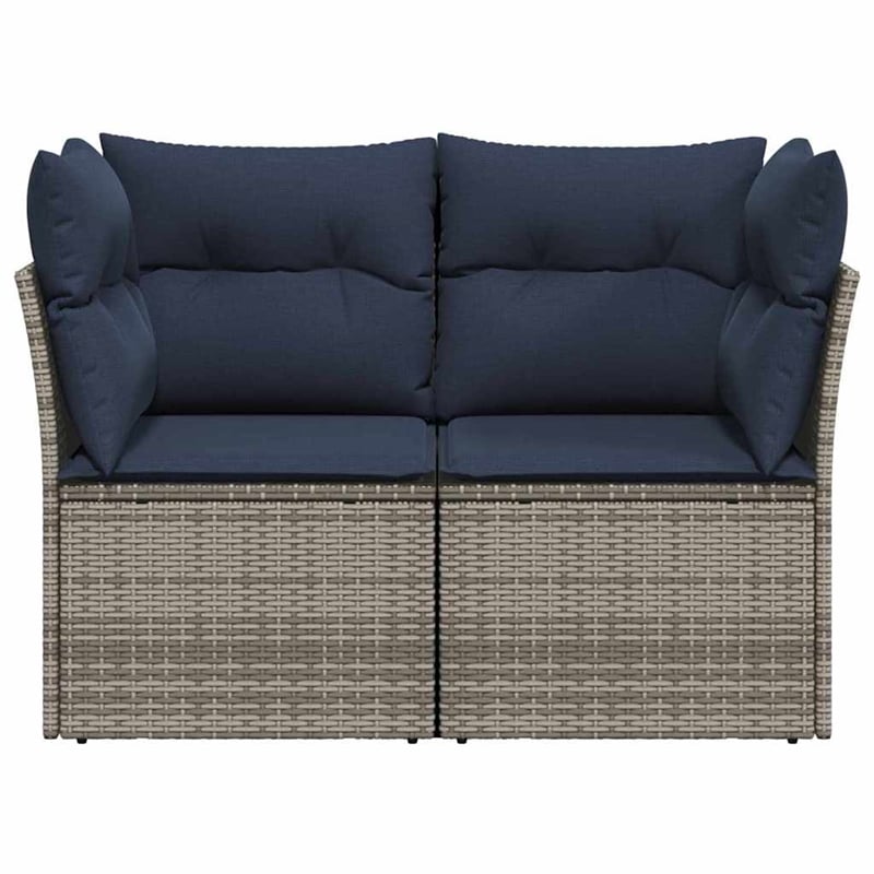 Bowery Hill Contemporary Weather-Resistant Poly Rattan Garden Sofa in Gray