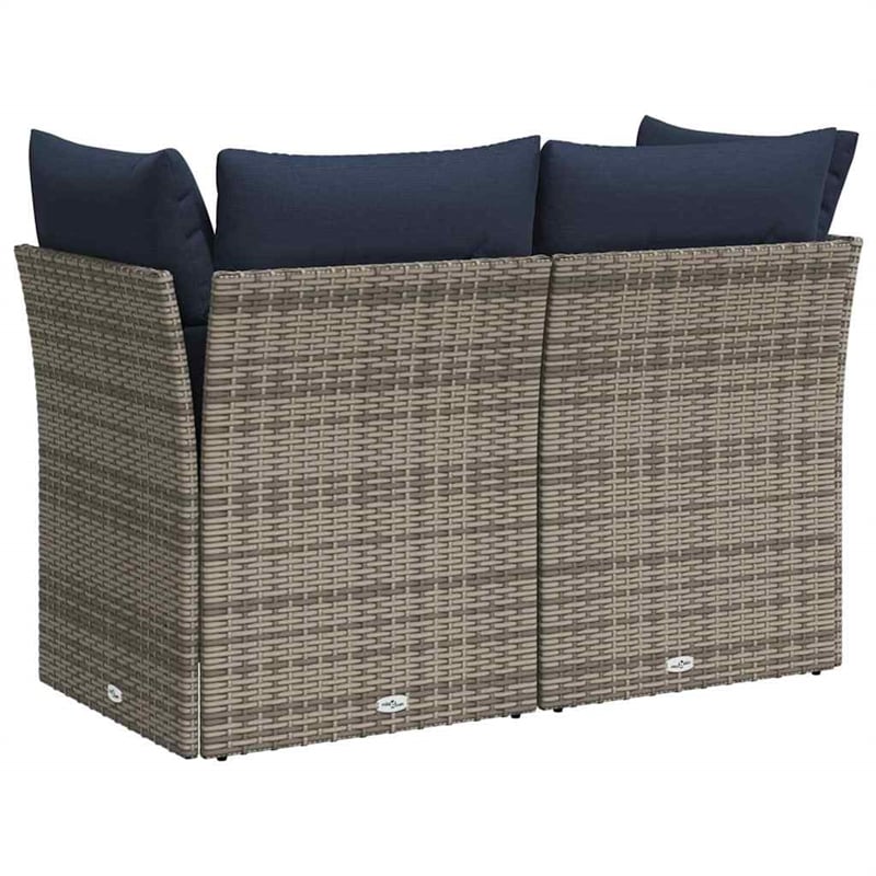 Bowery Hill Contemporary Weather-Resistant Poly Rattan Garden Sofa in Gray