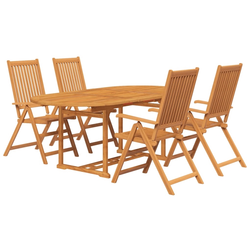 Bowery Hill Solid Acacia Wood Large Expandable Garden Dining Set Natural Wood