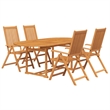 Bowery Hill Solid Acacia Wood Large Expandable Garden Dining Set Natural Wood