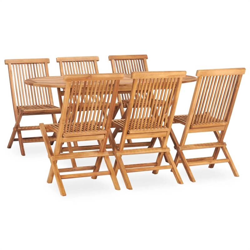Bowery Hill Teak HardWood Standard Outdoor Dining Set in Natural Teak