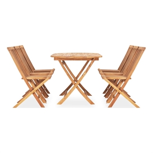 Bowery Hill Teak HardWood Standard Outdoor Dining Set in Natural Teak
