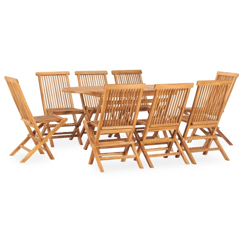 Bowery Hill Smooth Sanded Teak HardWood Outdoor Dining Set in Natural Teak