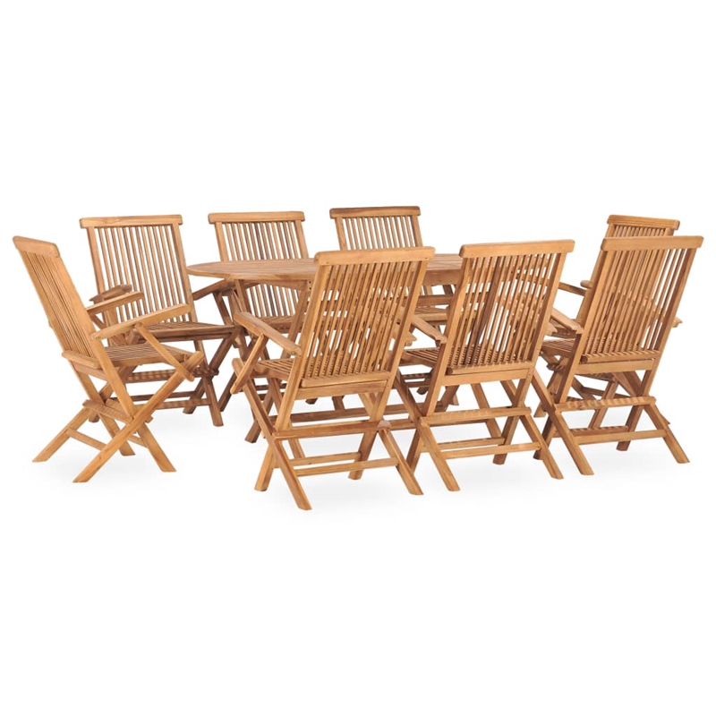 Bowery Hill Solid Teak Wood Medium Outdoor Dining Set in Natural Teak