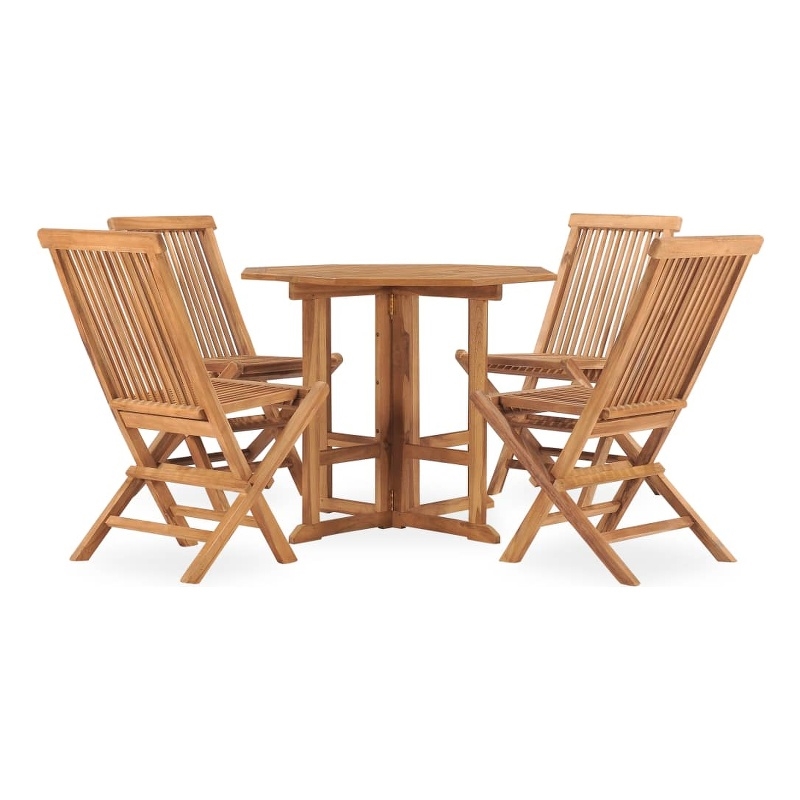Bowery Hill Solid Teak Wood Medium Outdoor Dining Set in Teak Wood