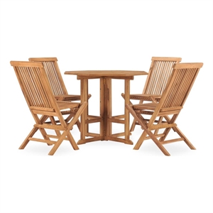 Bowery Hill Solid Teak Wood Medium Outdoor Dining Set in Teak Wood