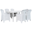 Bowery Hill 7 Piece Durable Outdoor Dining Set in White Plastic