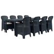 Bowery Hill Large Plastic & Polyester Outdoor Dining Set in Anthracite