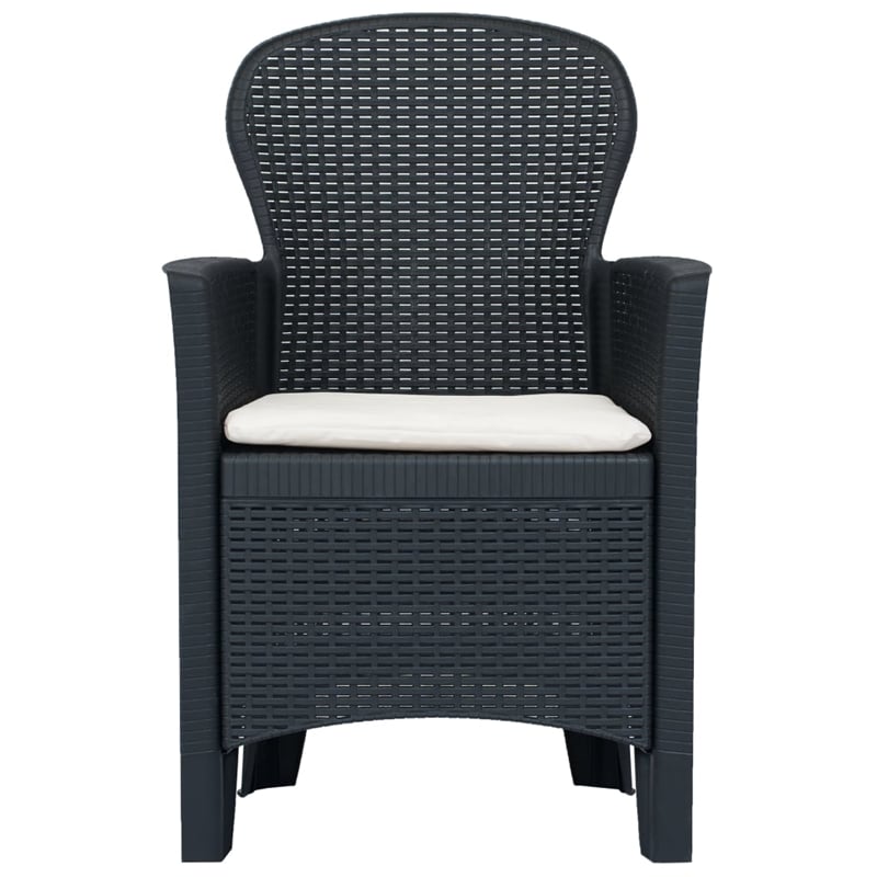 Bowery Hill Large Plastic & Polyester Outdoor Dining Set in Anthracite