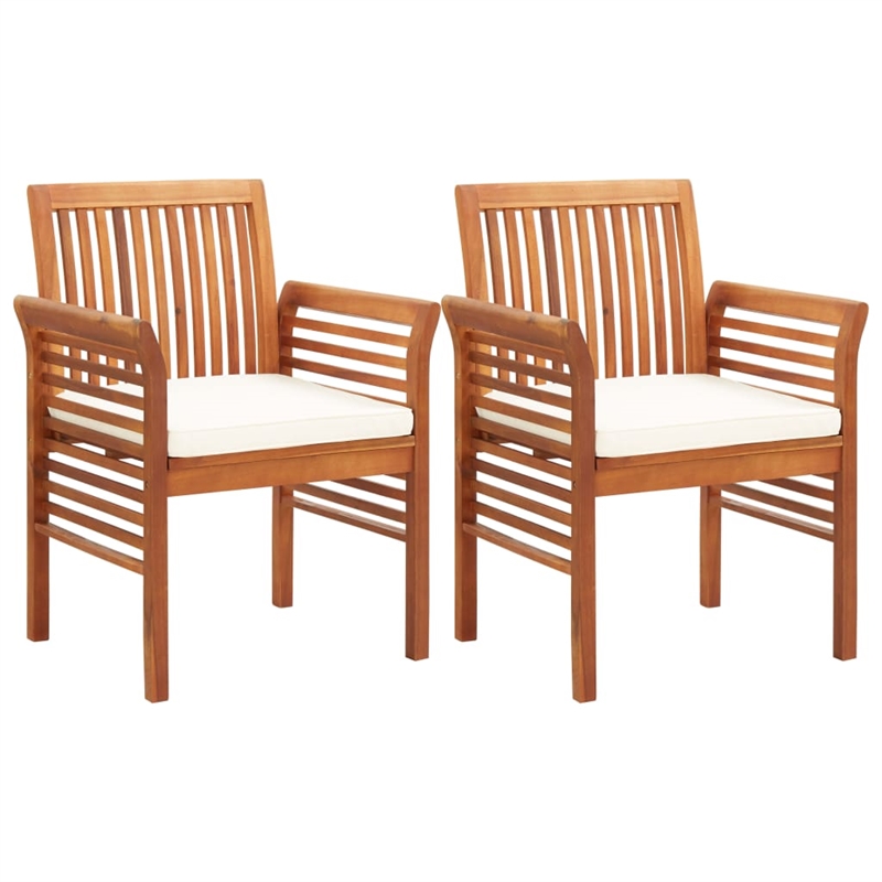 Bowery Hill Solid Acacia Wood 3 Piece Outdoor Dining Set in Brown Frame