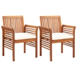 Bowery Hill Solid Acacia Wood 3 Piece Outdoor Dining Set in Brown Frame
