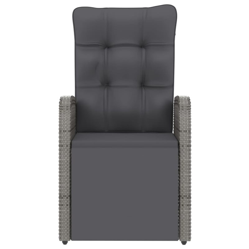Bowery Hill Outdoor Dining Set in Gray PE Rattan Large Adjustable Armrests