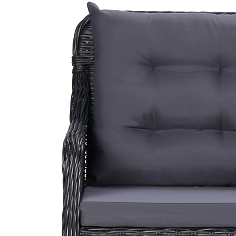 Bowery Hill Contemporary Outdoor Dining Set in Black and Dark Gray