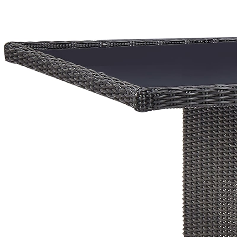 Bowery Hill Contemporary Outdoor Dining Set in Black and Dark Gray