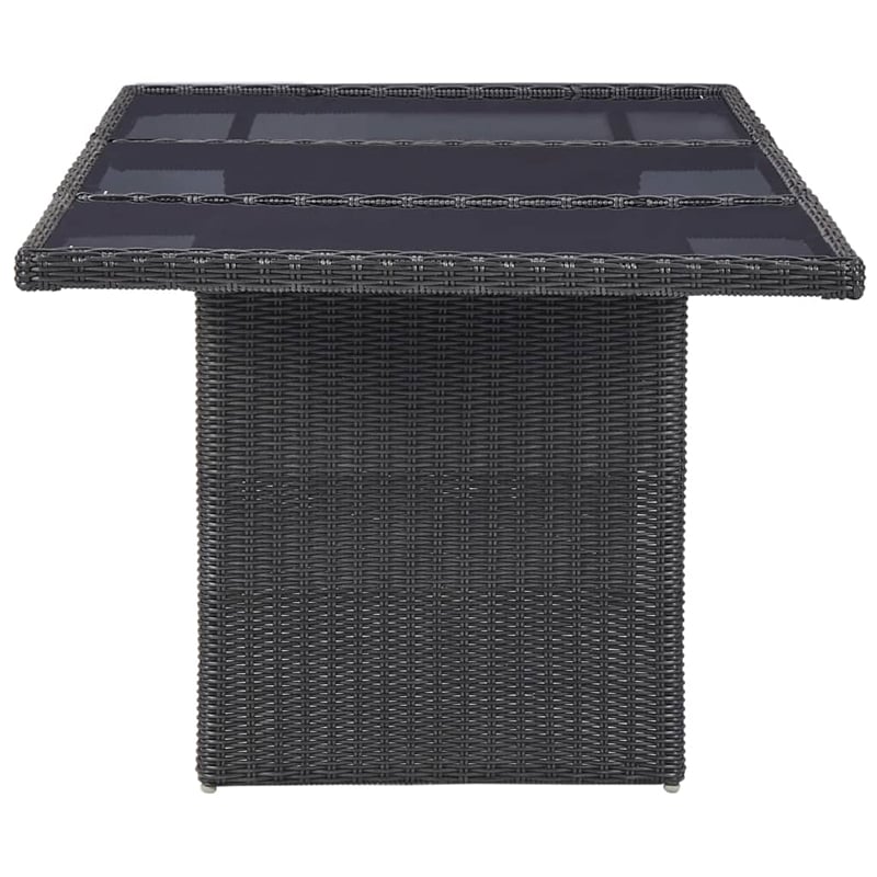 Bowery Hill Contemporary Outdoor Dining Set in Black and Dark Gray