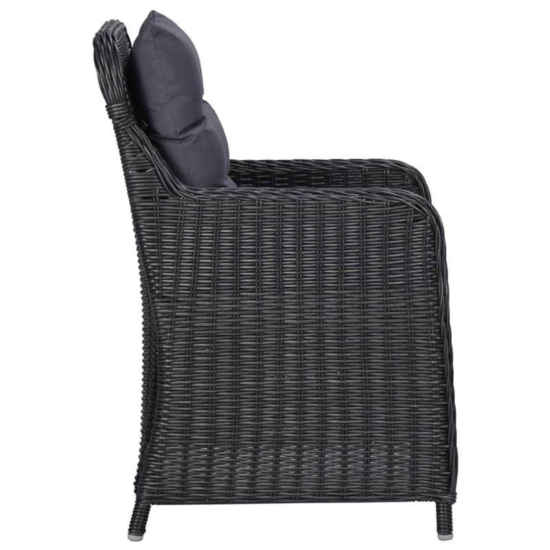Bowery Hill Contemporary Outdoor Dining Set in Black and Dark Gray