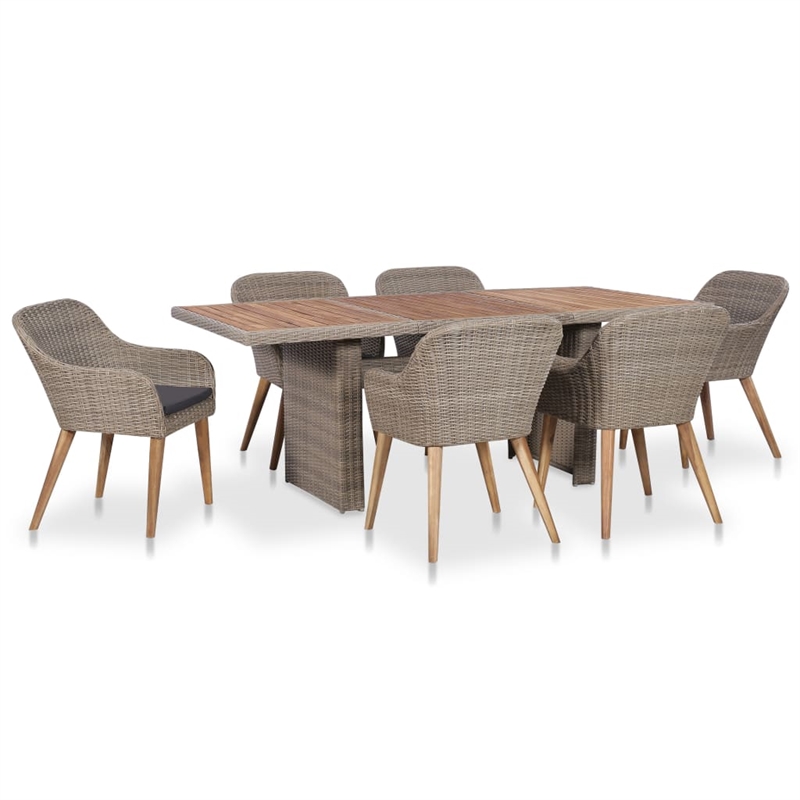 Bowery Hill Contemporary Outdoor Dining Set in Brown and Dark Gray