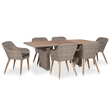 Bowery Hill Contemporary Outdoor Dining Set in Brown and Dark Gray