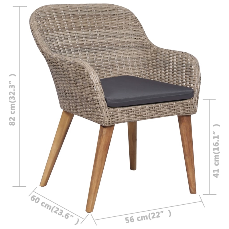 Bowery Hill Contemporary Outdoor Dining Set in Brown and Dark Gray