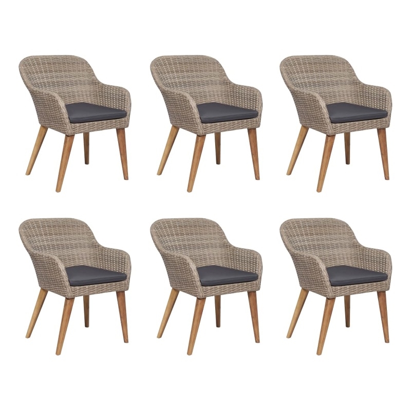 Bowery Hill Contemporary Outdoor Dining Set in Brown and Dark Gray