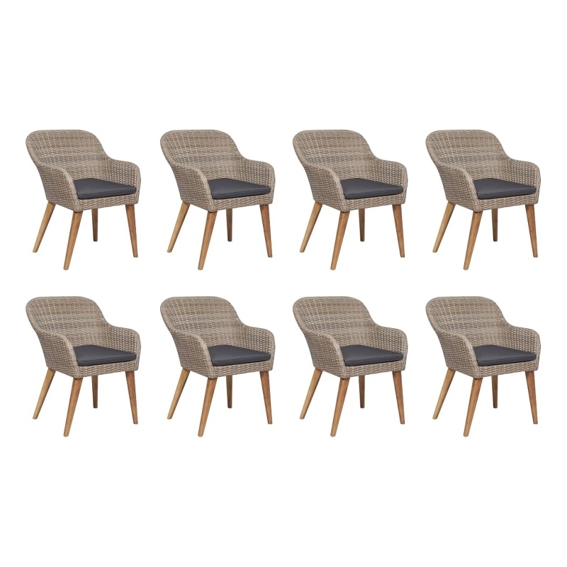 Bowery Hill Contemporary Outdoor Dining Set in Brown and Dark Gray