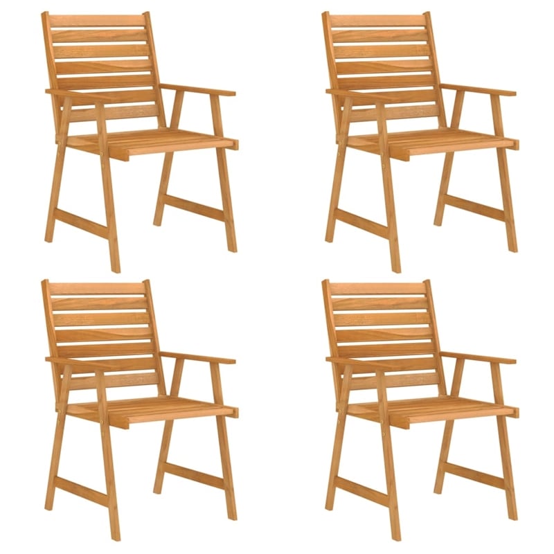 Bowery Hill Outdoor Dining Set Natural Wood Solid Acacia Wood 5-Piece Durable