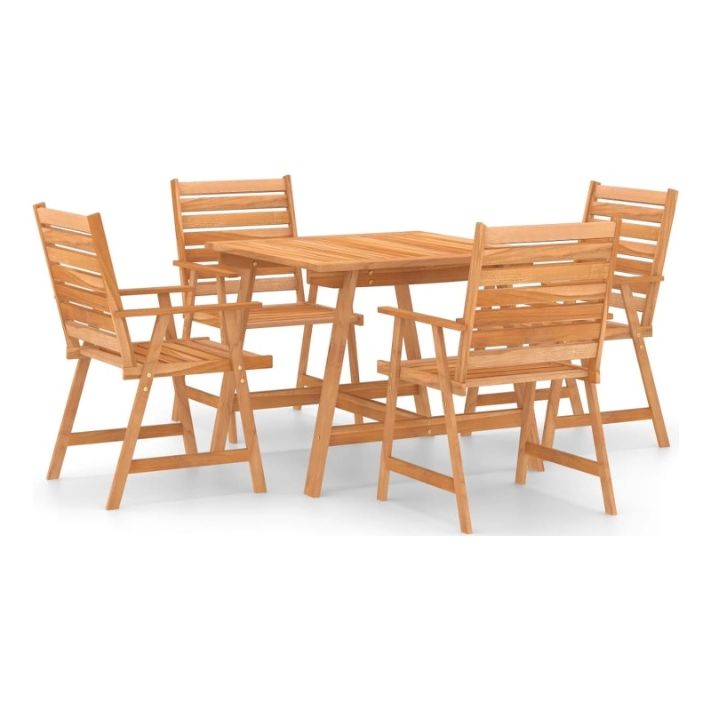 Bowery Hill Outdoor Dining Set Natural Wood Solid Acacia Wood 5-Piece Durable