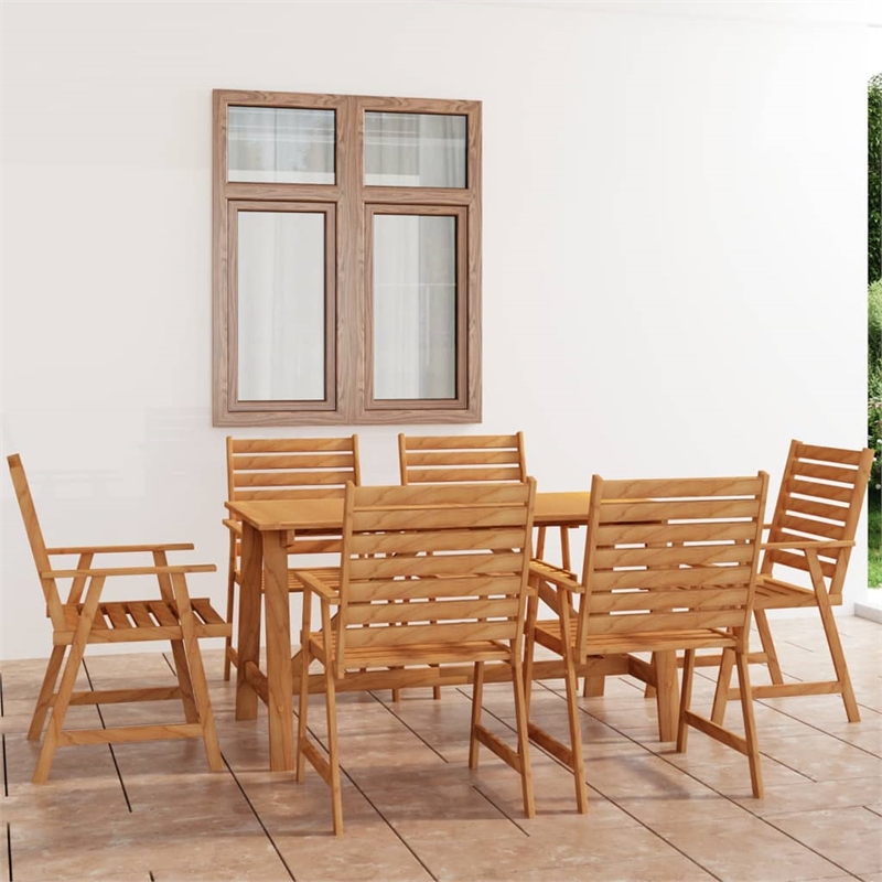Bowery Hill Contemporary Outdoor Dining Set Solid Acacia Wood Medium