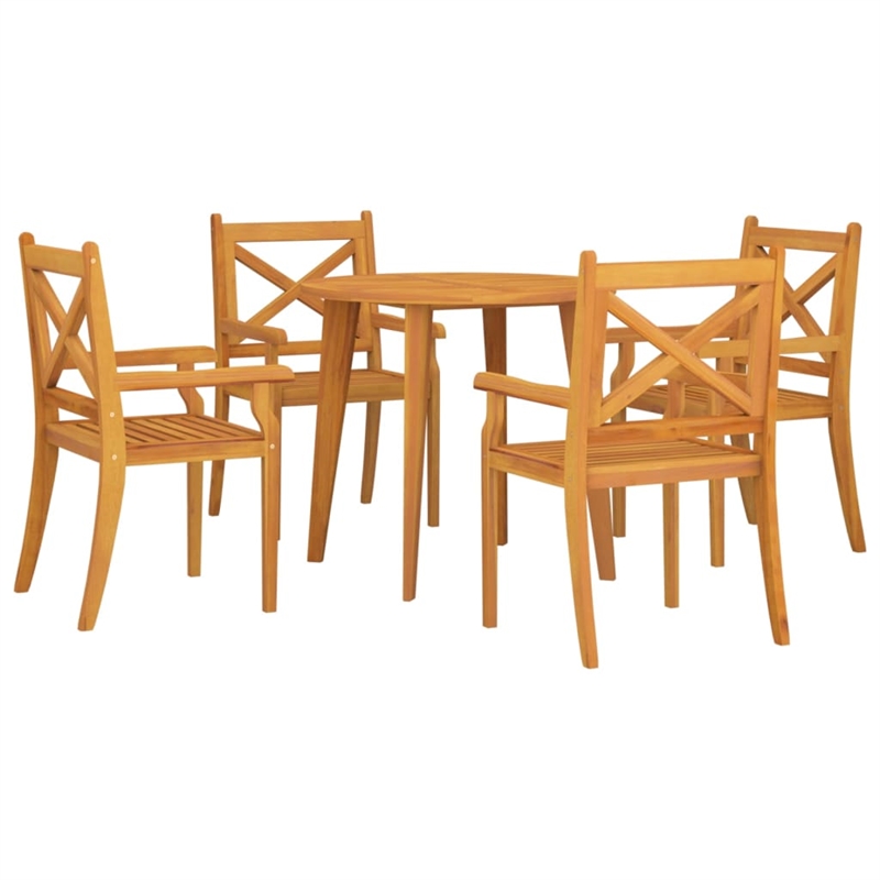 Bowery Hill Solid Acacia Wood Medium Durable Garden Dining Set in Natural/Brown