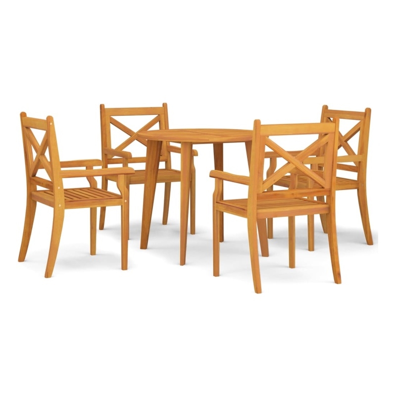 Bowery Hill Solid Acacia Wood Medium Durable Garden Dining Set in Natural/Brown