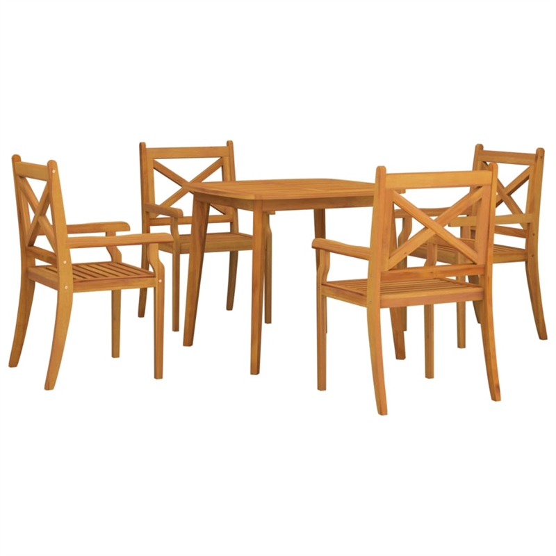 Bowery Hill Solid Acacia Wood Medium Durable Garden Dining Set in Natural/Brown