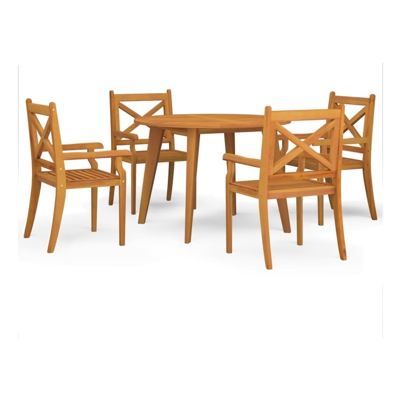 Bowery Hill Acacia Wood With An Oiled Finish Garden Dining Set in Natural/Brown