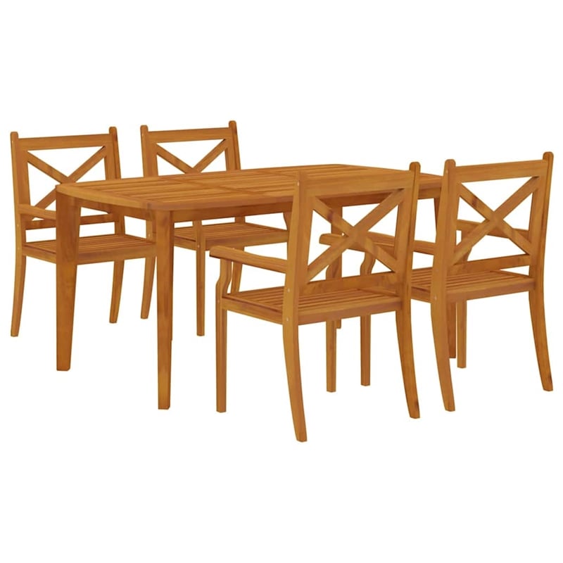Bowery Hill Solid Acacia Wood Standard Durable Garden Dining Set Natural/Brown