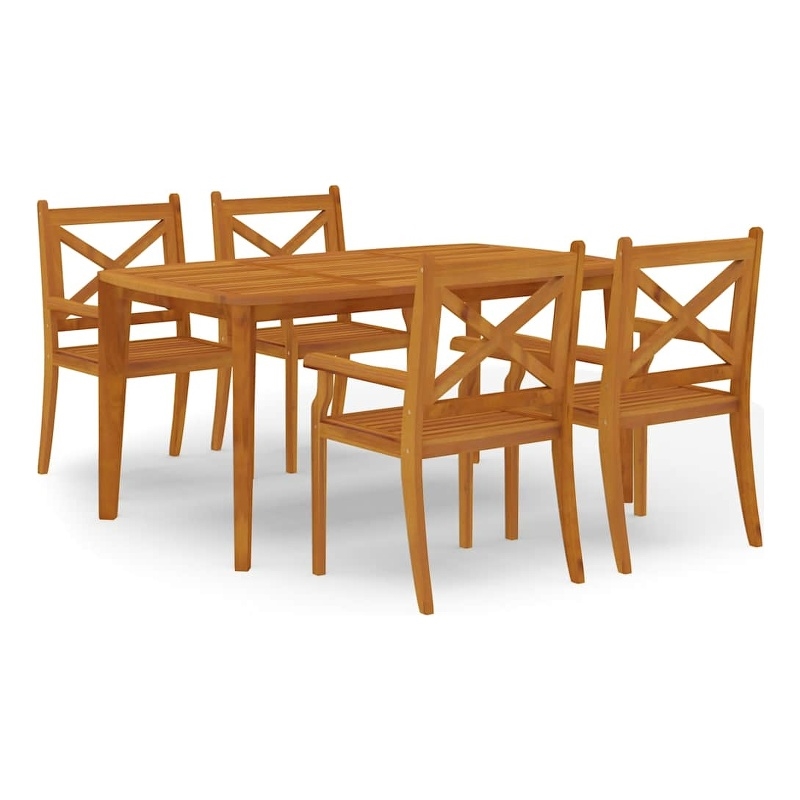 Bowery Hill Solid Acacia Wood Standard Durable Garden Dining Set Natural/Brown