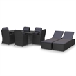 Bowery Hill Dining Set in Black PE Rattan Large Stackable Dining Set
