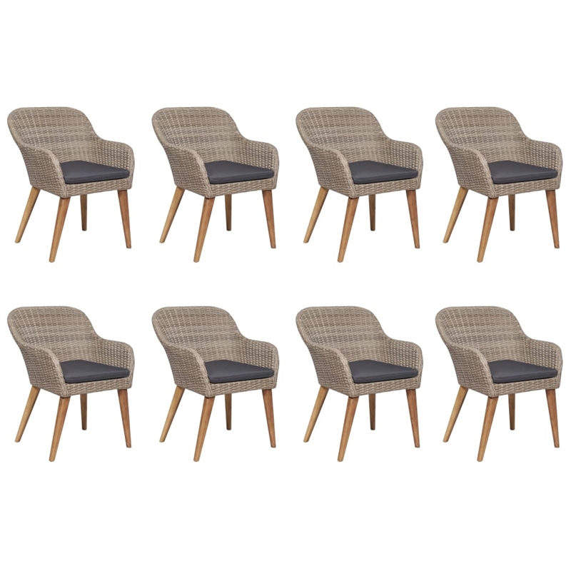 Bowery Hill Contemporary Weather-Resistant PE Rattan Dining Set in Brown