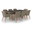 Bowery Hill Contemporary Weather-Resistant PE Rattan Dining Set in Brown