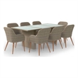 Bowery Hill Dining Set in Brown PE Rattan Large Removable Covers