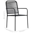 Bowery Hill Cotton Rope/Powder-Coated Steel/Tempered Glass Dining Set in Black