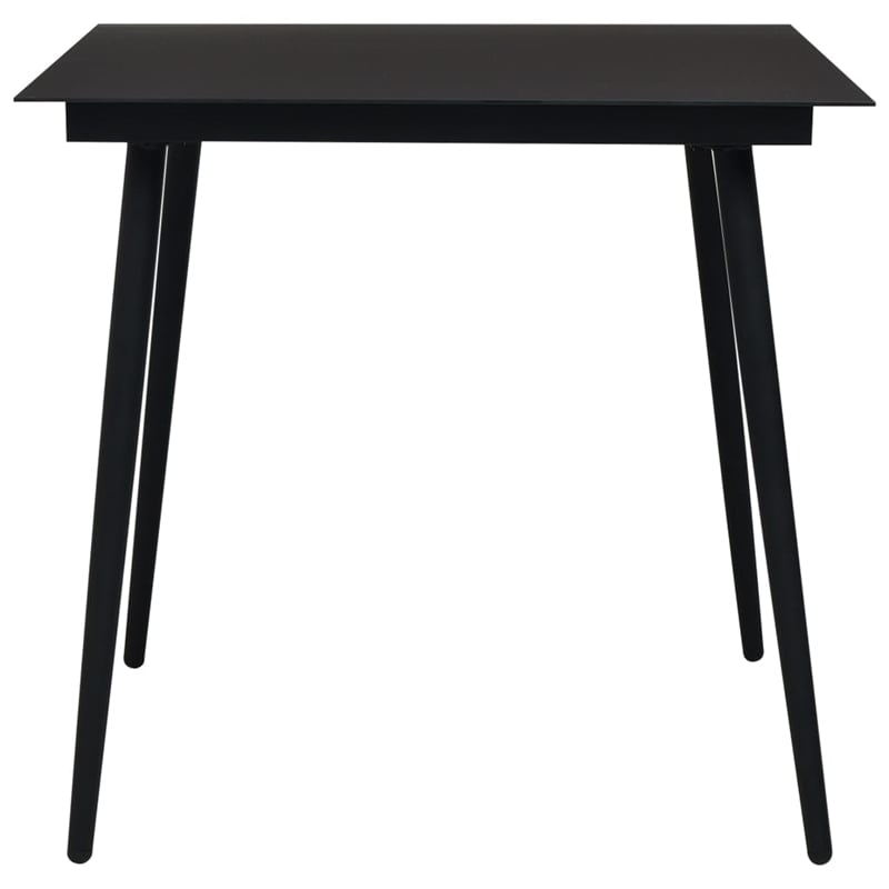 Bowery Hill Cotton Rope/Powder-Coated Steel/Tempered Glass Dining Set in Black