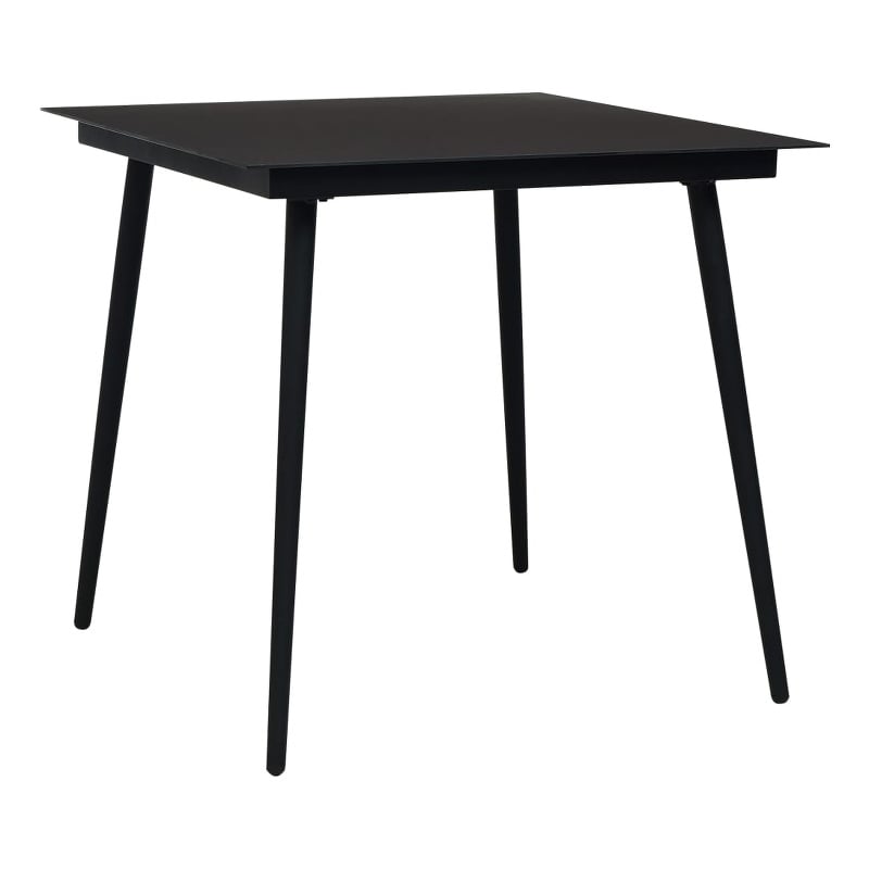 Bowery Hill Cotton Rope/Powder-Coated Steel/Tempered Glass Dining Set in Black